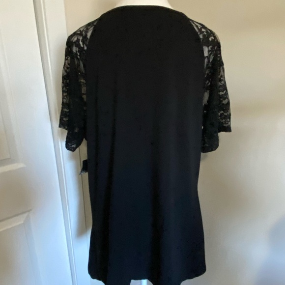 Torrid Black Lace Short Sleeve Soft Stretch Raglan Foxy Tee- Sz- 3X - Picture 6 of 15